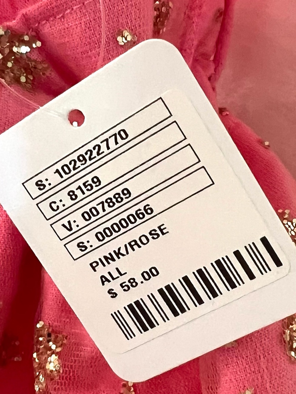 Free People Pink Drawstring Pouch with Gold sparkle gift sack bag nwt - Picture 3 of 5